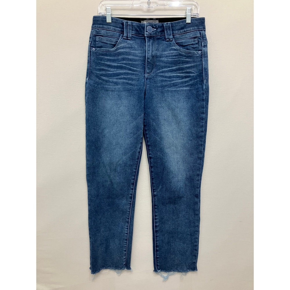 Democracy Ab Technology Ankle Jeans size 10 Medium Wash Raw Hem Stretch